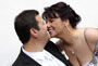 Married couple kiss
